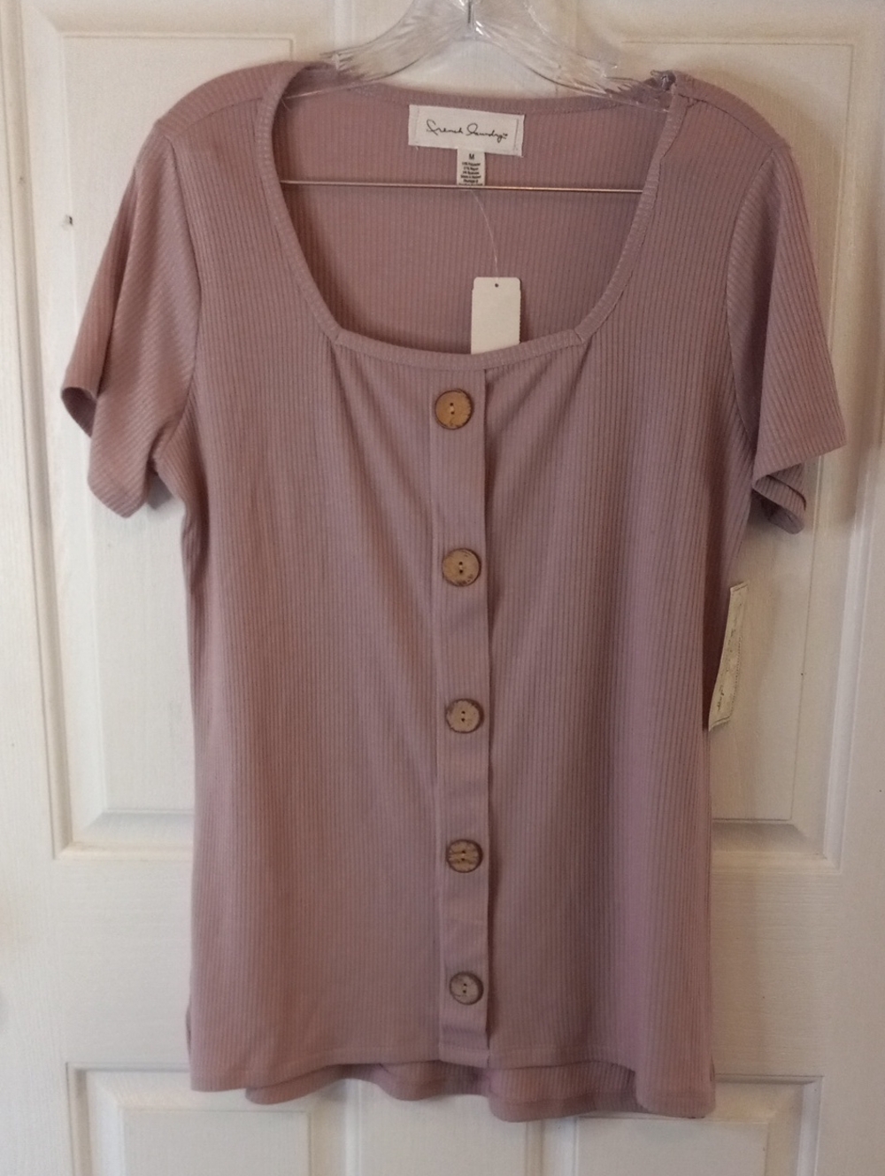 French Laundry mauve faux button-down T-shirt NWT size M